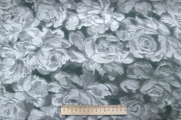 Шелк TENCEL принт/цветы светло-серые 4225-PY/D#1/C#1