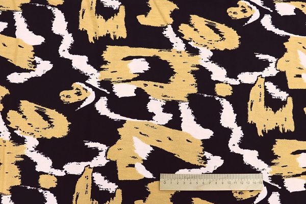 Лен БОХО принт/желто-белый на черном 3810-PY/D#11/C#4