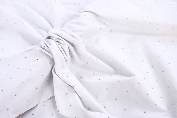 Хлопок нейлон со стразами/белый 3796-PY/C#1