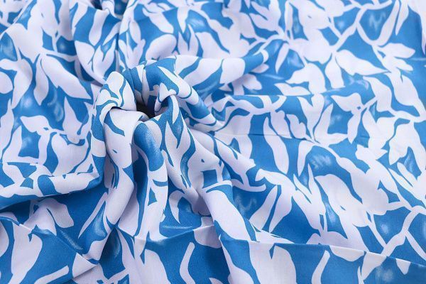 Штапель принт/цветы белые на синем 1382-PY/D#3/C#4