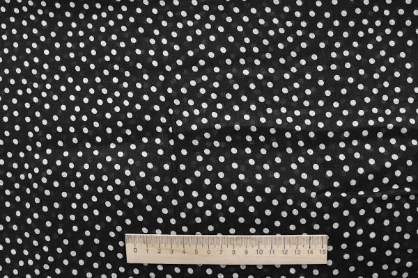 Органза принт/горох белый на черном 4068-PY/D#1