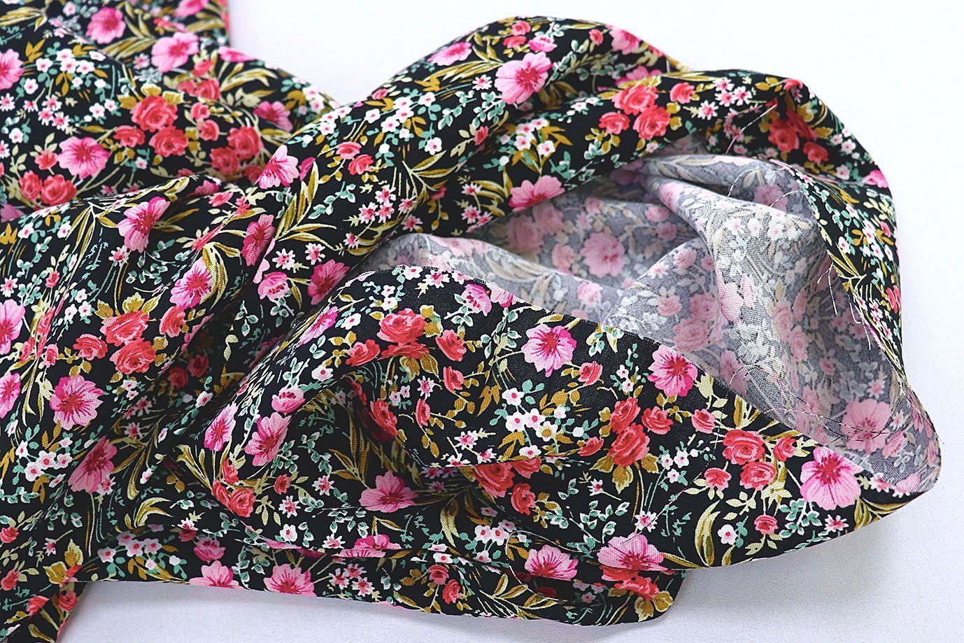 Штапель принт/цветы красно-розовые на черном 3892-PY/D#10/C#2