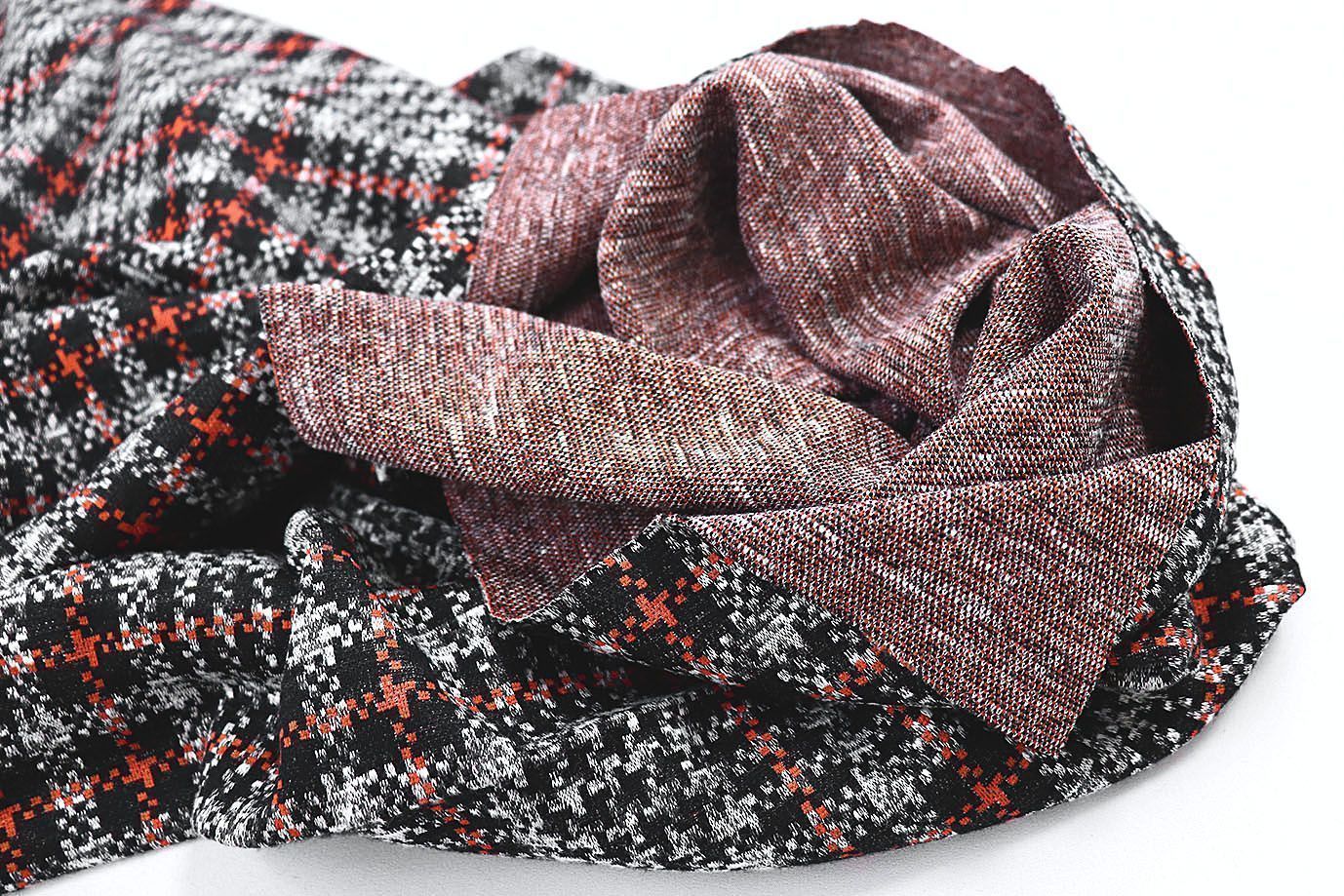 Трикотаж жаккард принт/оранжево-серый 3257-22-PY/D#5/C#2