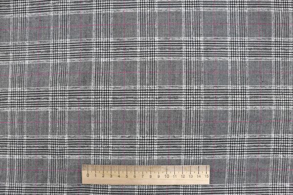 Костюмная ткань принт/клетка черно-розвая на сером 3232-PY/D#6 (DM0748)