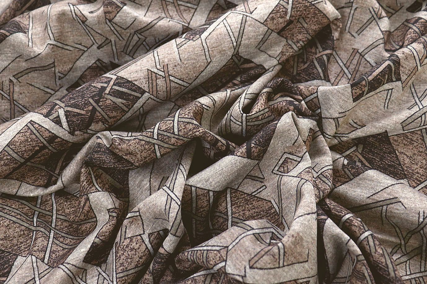 Трикотаж "Модал" принт/коричнево-бежевый 1419-PY/D#6/C#1