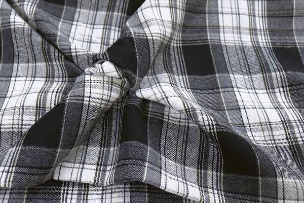 Рубашечная ткань принт/клетка черная на белом 1418-PY/D#19/C#1