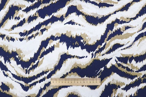 Лен принт/сине-бежевый на белом 3852-PY/D#6/C#1