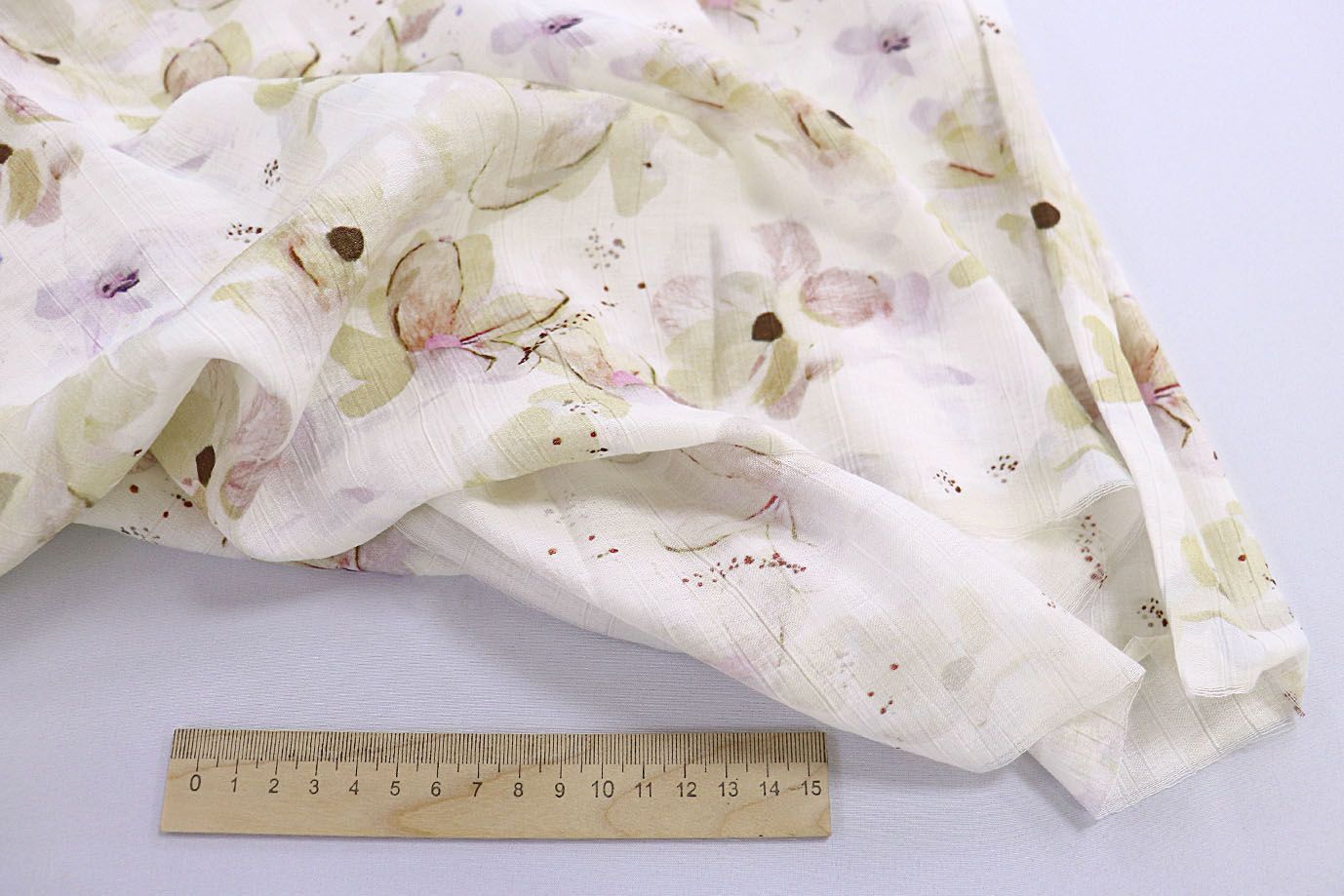 Лен "Медея" принт/цветы зеленые на белом 3970-PY/D#2/C#1