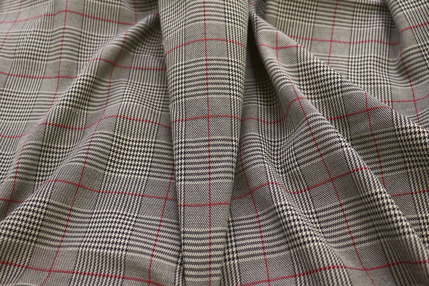 Костюмная ткань "Шотландка" принт/клетка серая 3079/D#7/C#3