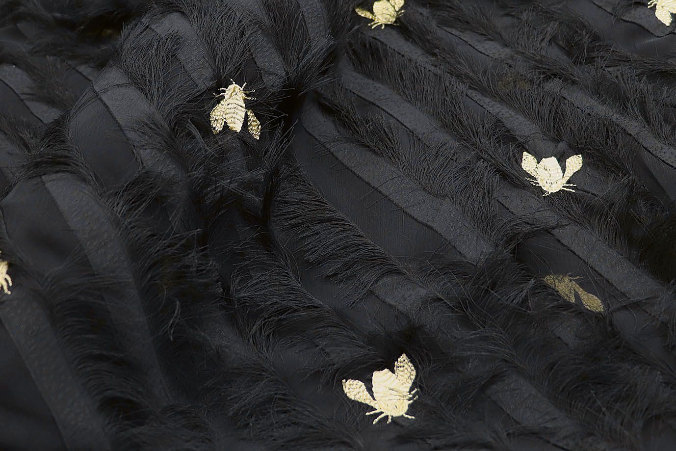 Шифон вышивка с бахромой/черный 1112/C#1