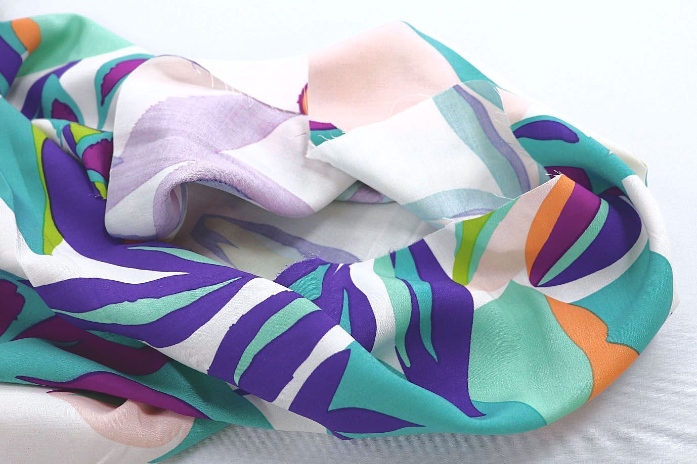 Штапель принт/листья на белом 3858-PY/D#19/C#1