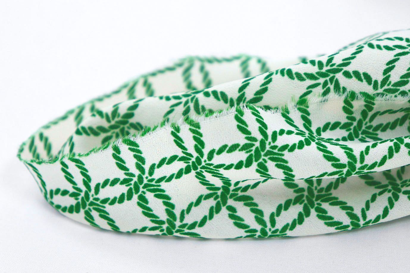 Шифон креп принт/зелено-белый 3425-PY/D#HY1656/C#3