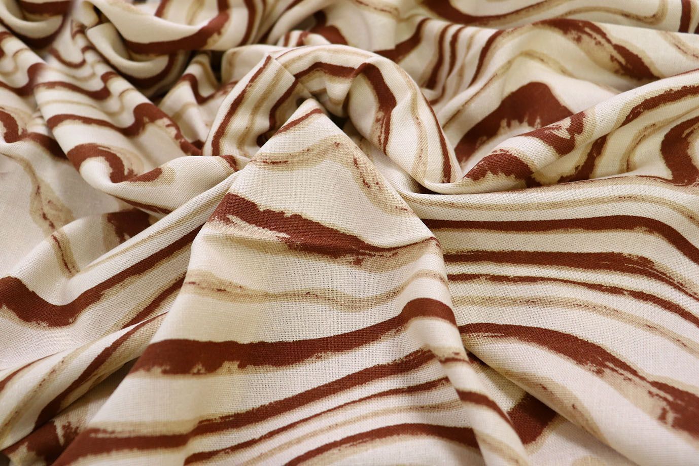 Лен принт/коричнево-бежевый на молочном 3852-PY/D#4/C#1