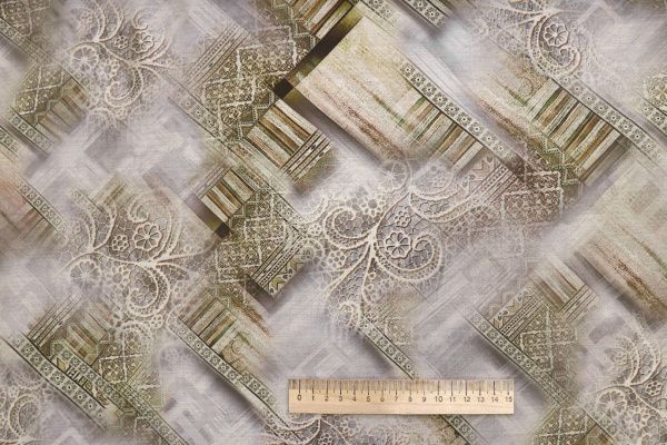 Сатин "Морокко" принт/серо-зеленый 3888-PY/D#3/C#2