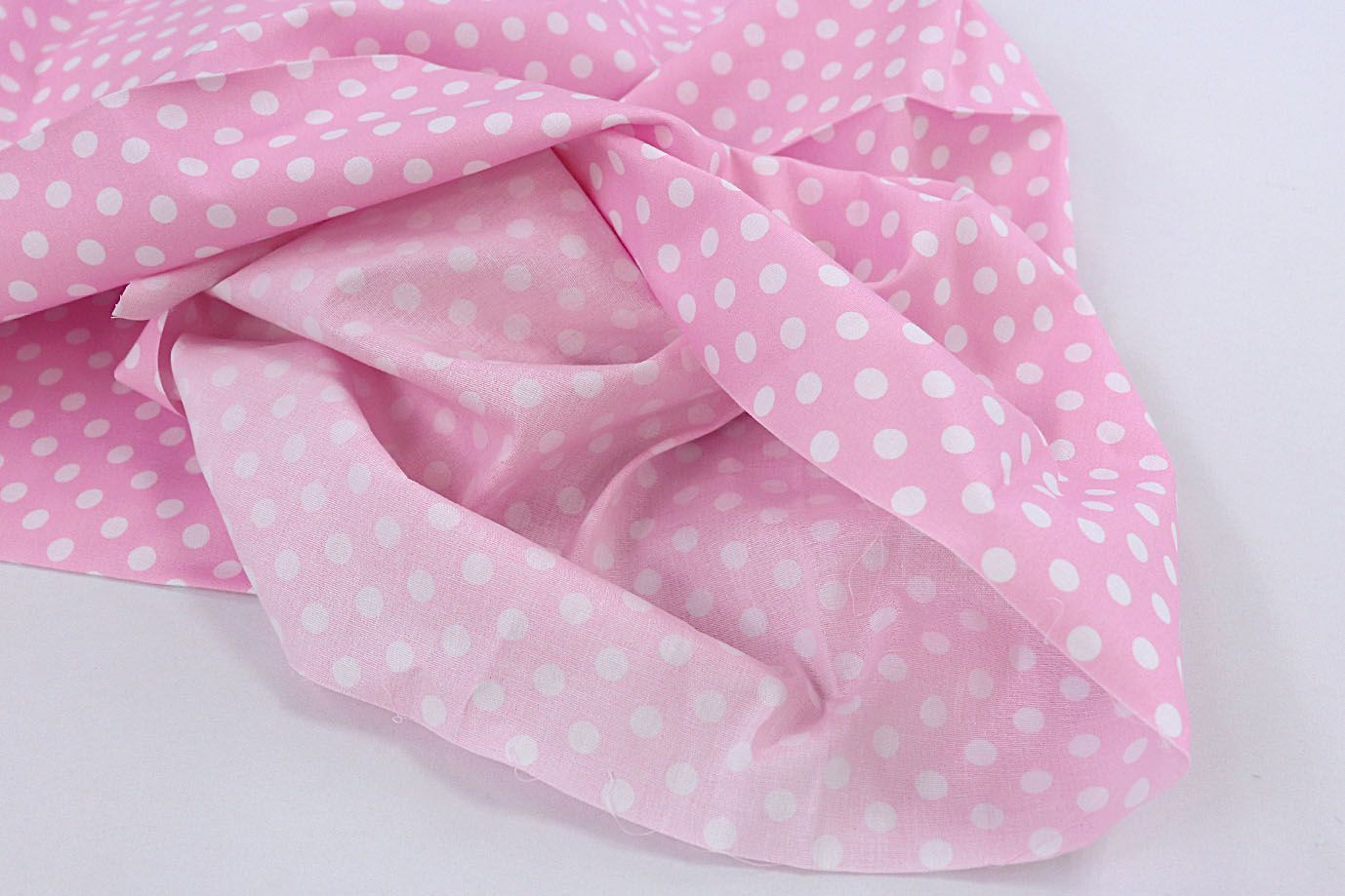 Хлопок "Поплин" стрейч принт/горох белый на розовом 3716-PY/D#1/C#2