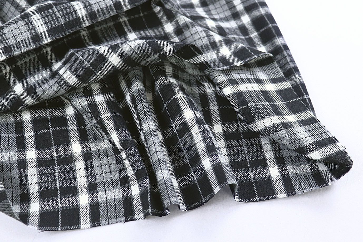 Рубашечная ткань принт/клетка белая на черном 1418-PY/D#13/C#1