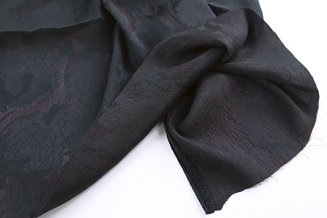 Шелк жаккард/цветы черные на коричневом 4029-PY/D#1/C#3 (12233)