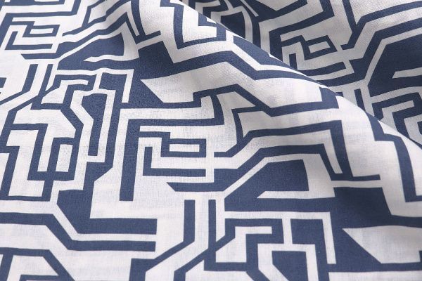 Лен принт/узоры синие на белом 3187-21-PY/D#9748-7/C#3