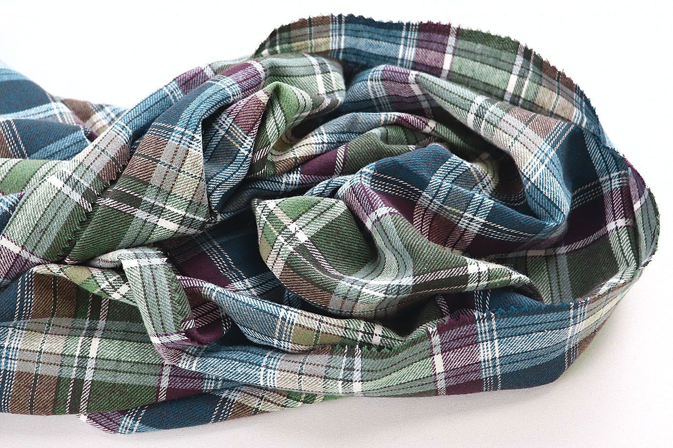 Рубашечная ткань принт/клетка бордово-синяя на зелено-бежевом 4015-PY/D#36400/C#3