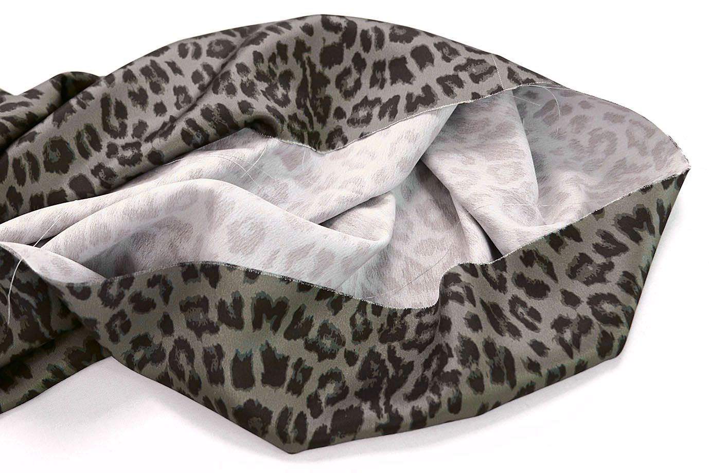 Шелк принт/леопард черно-болотный на сером 3881-PY/D#2/C#4