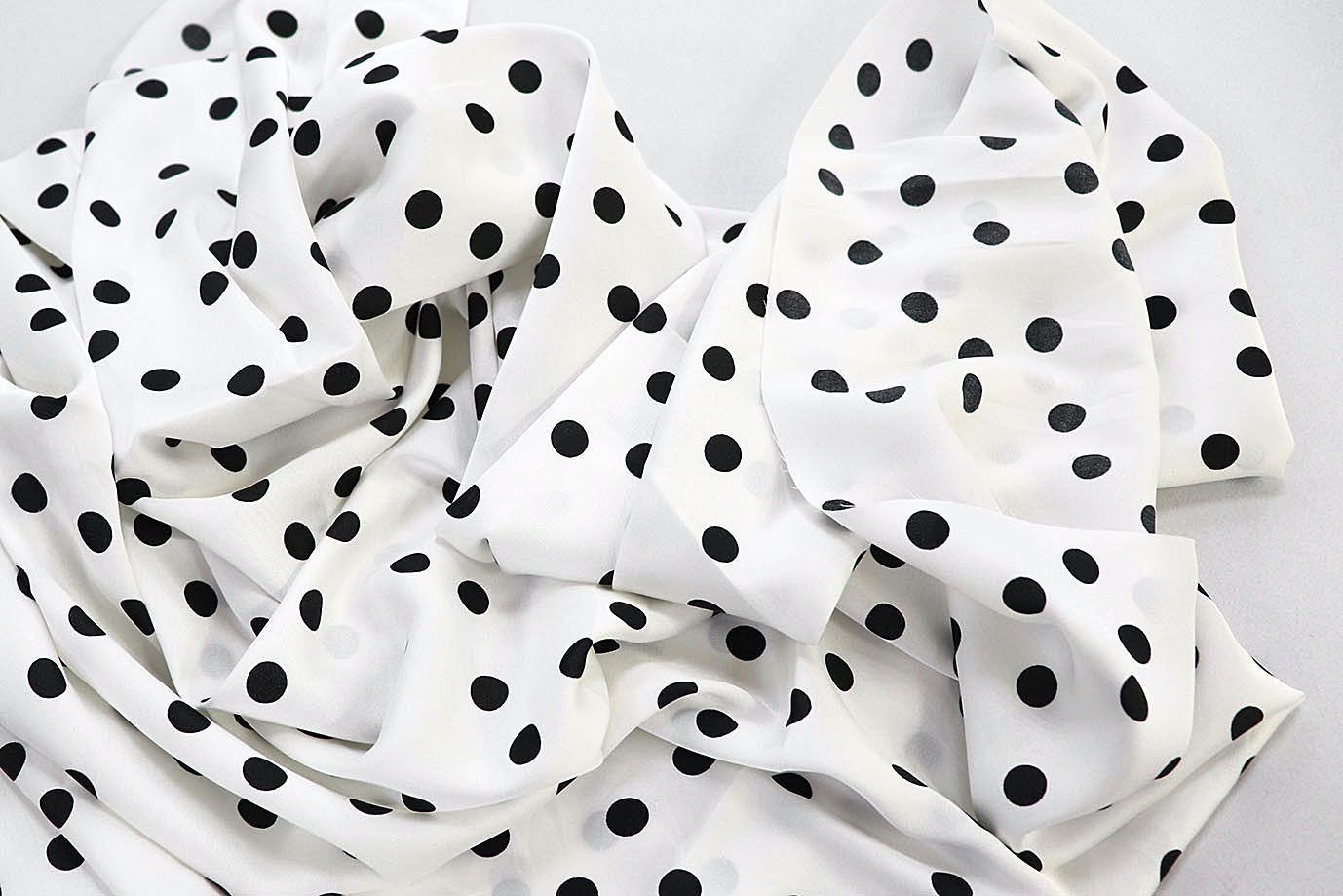 Сатин "Армани" принт/горох черный на белом 3999-PY/D#1/C#1