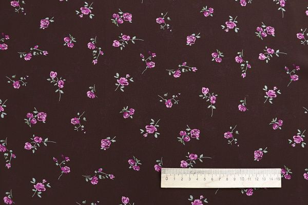 Шифон принт/розы розовые на коричневом 4247-PY/D#7/C#2
