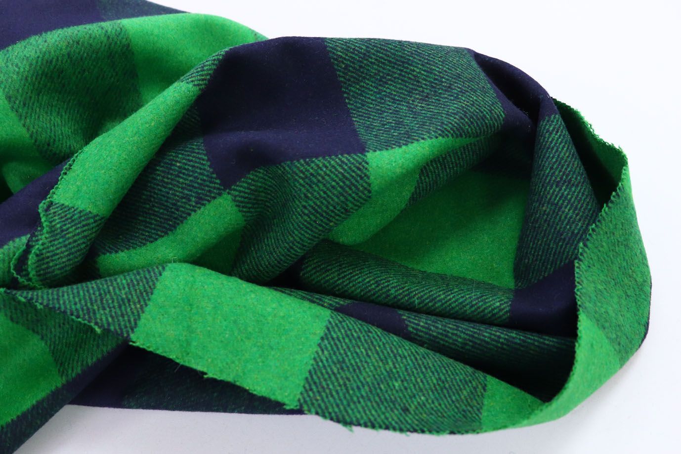 Пальтовая ткань "Микроворса" принт/клетка сине-зеленая 778-90135/C#8042-3