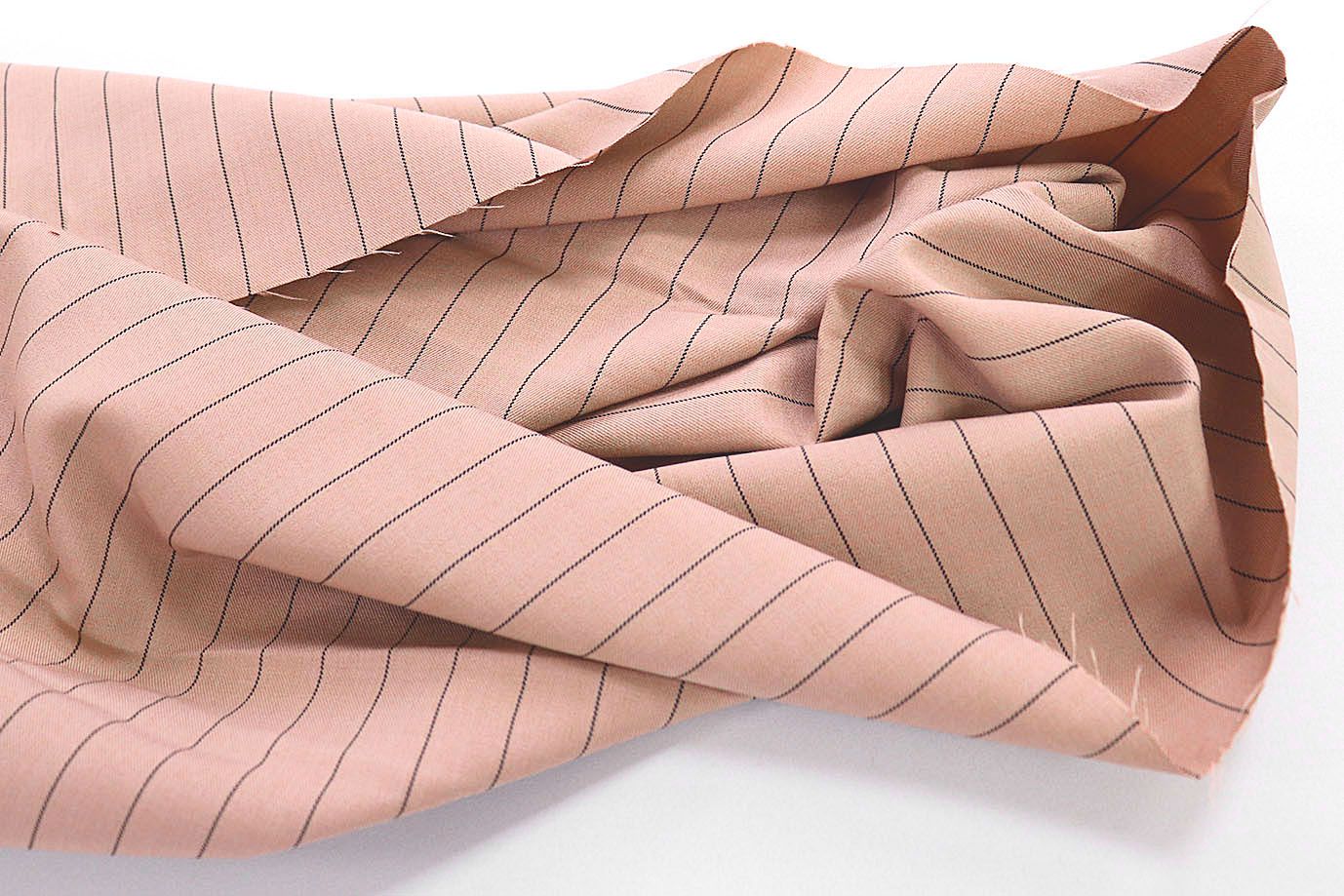 Костюмная ткань принт/полоска черная на персиковом 3963-PY/C#5