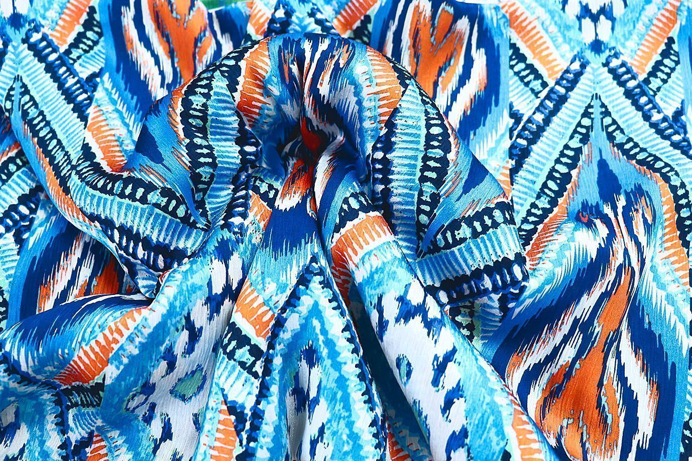 Сатин "София" креш принт/лазурно-синий 3608-PY/D#2/C#3