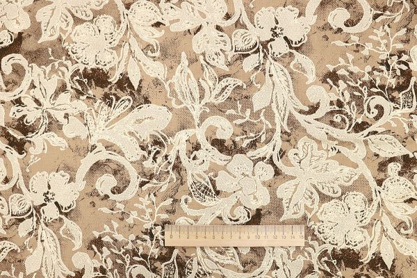 Штапель принт/цветы молочные на бежевом 3840-PY/D#3565/C#1