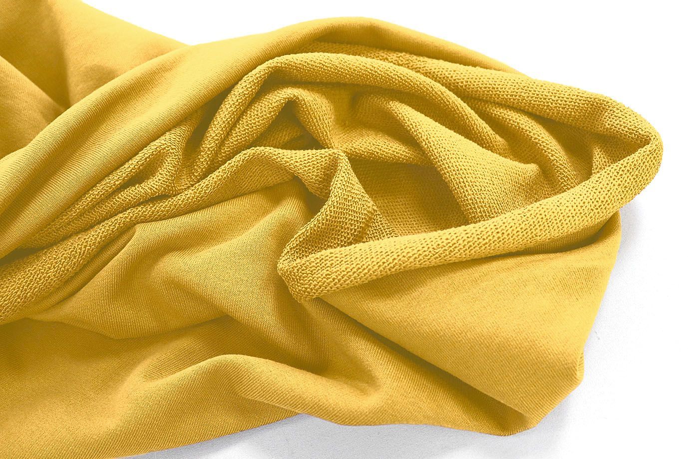 Трикотаж футер 3х нитка с петлей/желтый 0363/D#петля/C#желтый 15-1046TPX