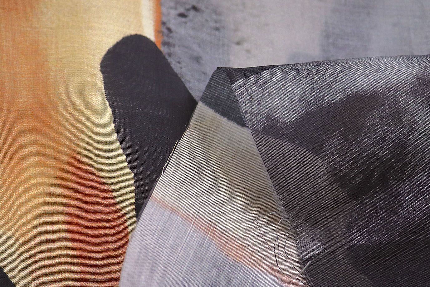 Органза принт/черно-желтый на сером 3847-PY/D#3/C#3