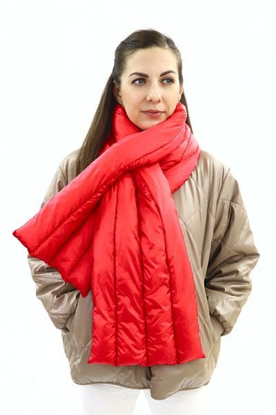 Шарф пуховый "Sonata" стежка полосы/красно-оранжевый Шарф пуховый "Sonata"