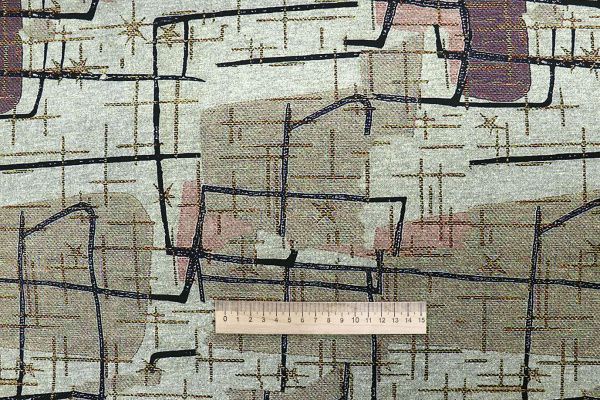 Трикотаж "Модал" принт/черно-бежевый на мятном 1419-PY/D#4/C#1