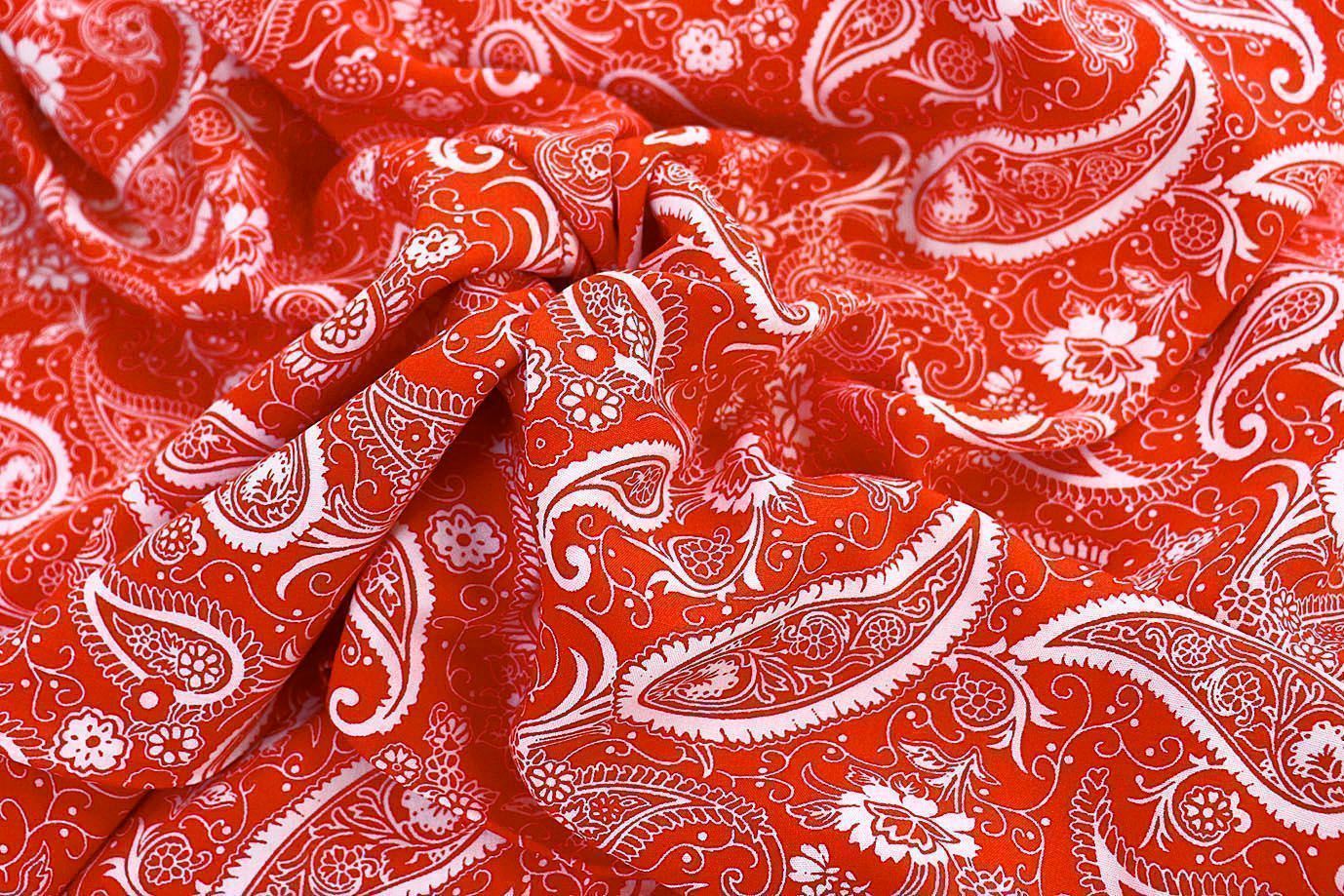 Штапель принт/узор белый на красном 1374-PY/D#27/C#7
