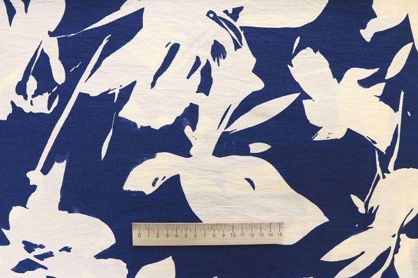 Лен БОХО принт/молочный на синем 4077-PY/D#1/C#4