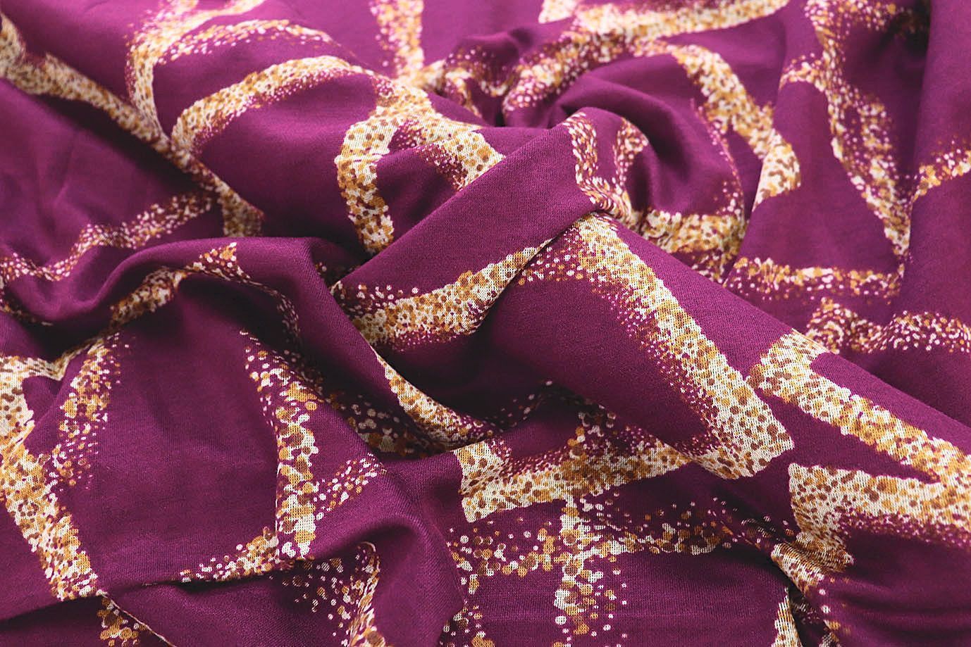 Трикотаж "Модал" принт/квадраты желто-бежевые на бордовом 3602-PY/D#9/C#2