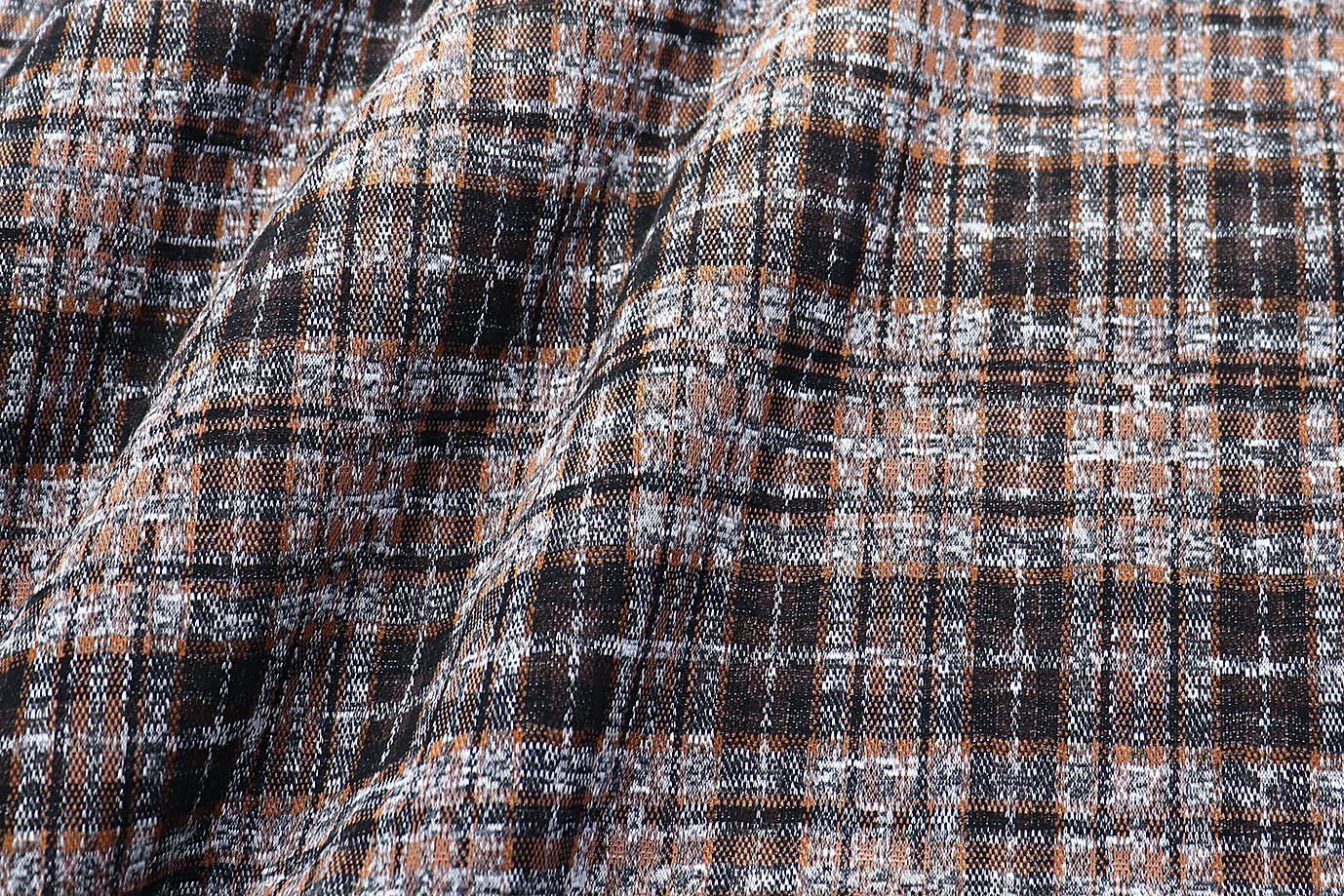 Трикотаж жаккард принт/клетка бежево-серый 3257-22-PY/D#11/C#3