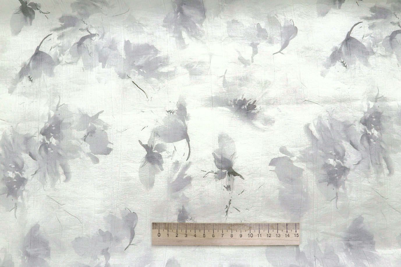 Вуаль "Медея" принт/цветы фиолетово-серые на белом 12521/D#2/C#2