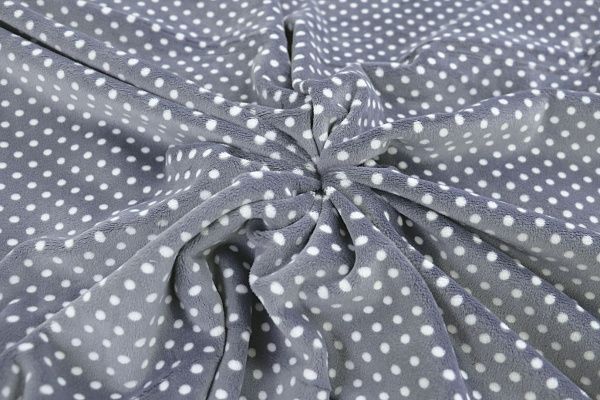 Велюр "Японский" принт/горох белый на сером 3582-PY/D#1/C#3 (11395)