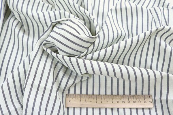 Хлопок жатый принт/полоска серая на белом 4170-PY/C#7