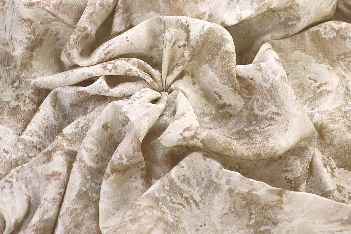 Лен "Медея" принт/цветы молочные на бежевом 4097-PY/D#10/C#2