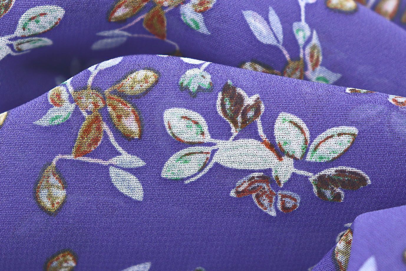 Шифон принт/цветы бело-желтые на фиолетовом 3707-PY/D#13/C#2