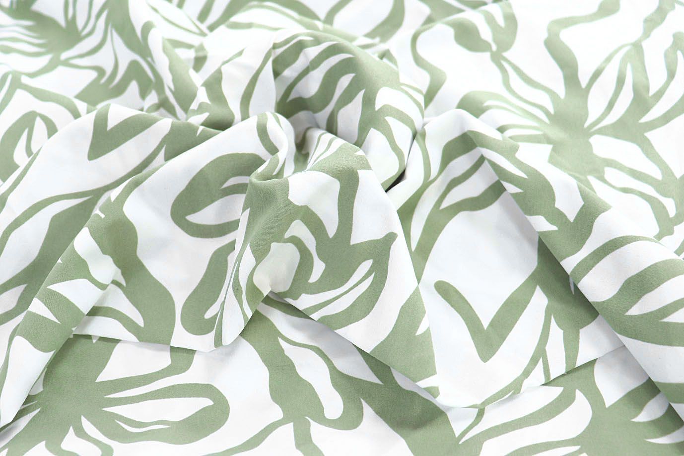 Хлопок "Поплин" принт/зелено-белый 3848-PY/D#3/C#1