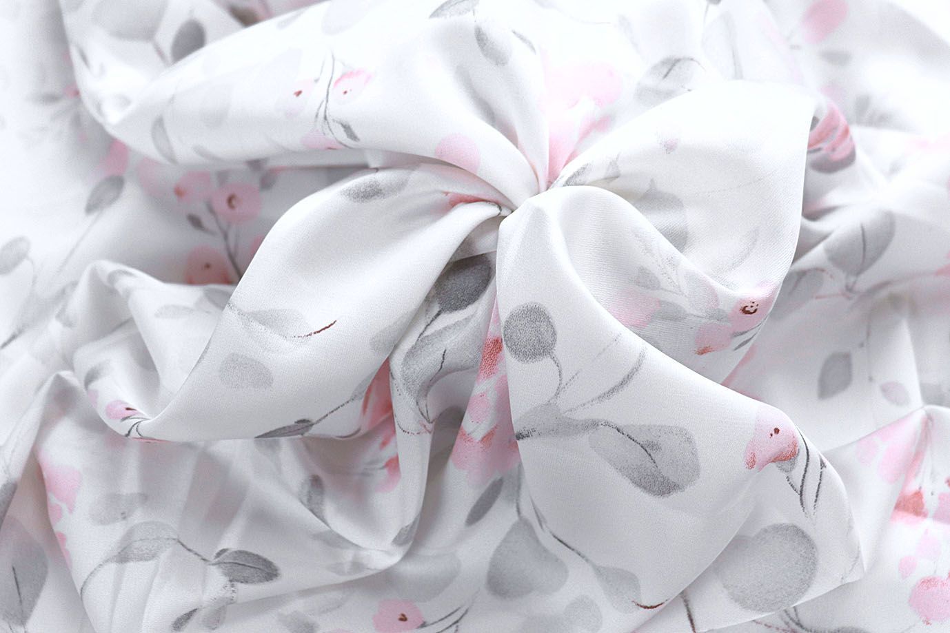 Сатин "Армани" принт/цветы серо-розовые на белом 4021-PY/D#1/C#1