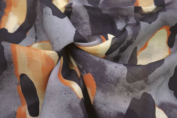 Органза принт/черно-желтый на сером 3847-PY/D#3/C#3 Органза принт/черно-желтый на сером 3847-PY/D#3/C#3