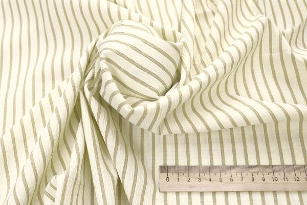 Хлопок жатый принт/полоска бежевая на молочном 4170-PY/C#1