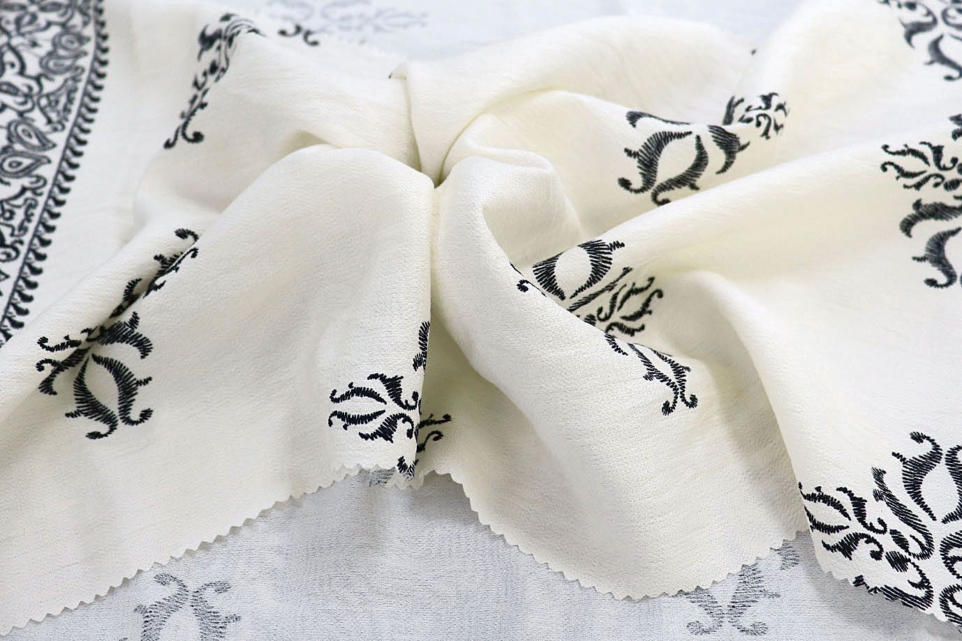 Лен БОХО принт/черно-молочный 3879-PY/D#4/C#2