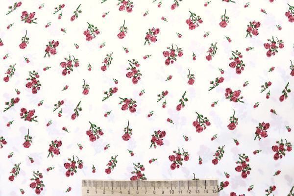 Шелк сатин принт/цветы розово-зеленые на молочном 4104-PY/D#3/C#2 (12479)