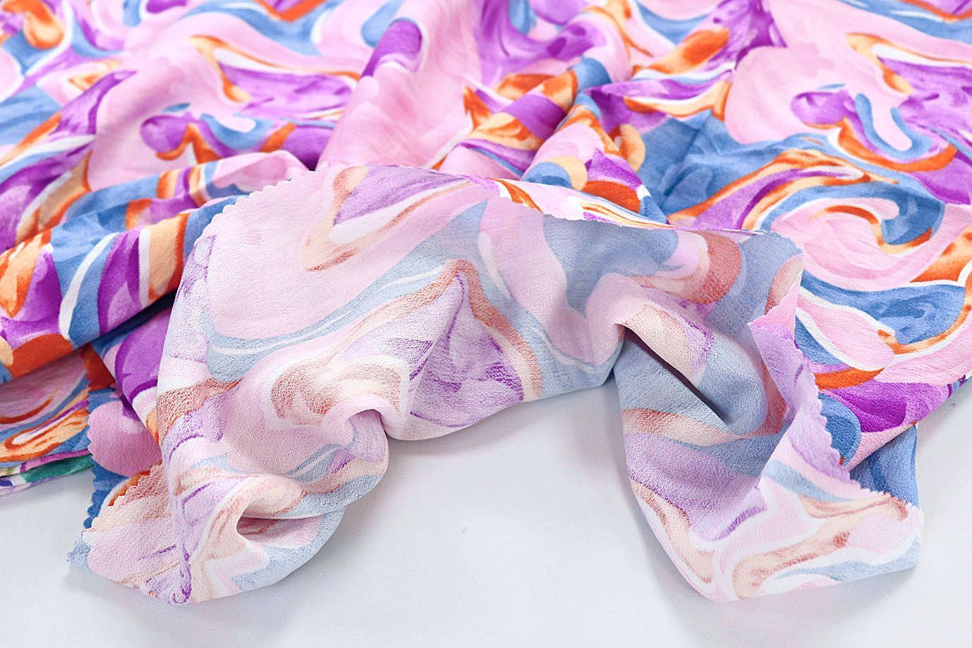 Лен БОХО принт/сине-розово-фиолетовый 3591-PY/D#13/C#1